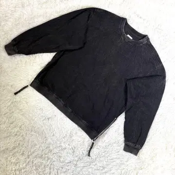 ZARA [ S ] 사이드 지퍼 디자인 맨투맨 코튼 블랙