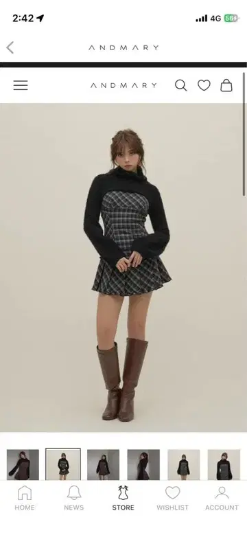 andmary Lulu check set mini dress