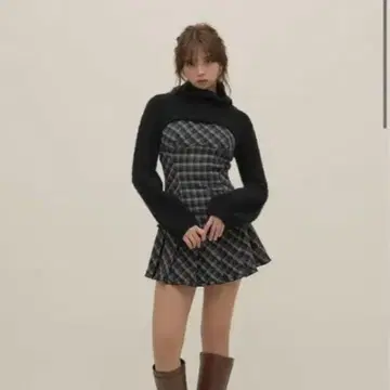 andmary Lulu check set mini dress