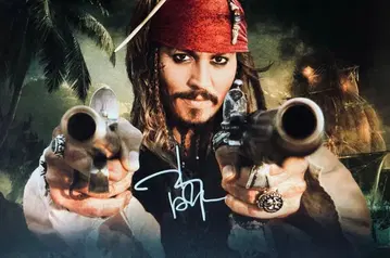 캐리비안의 해적 조니 뎁 친필 사인 사진 보증서 포함 f