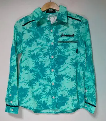 BACKS 터콰이즈 야자수 패턴 긴팔 셔츠