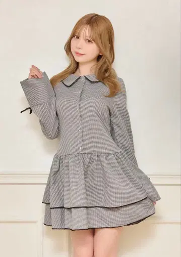 소매 리본 셔츠 원피스