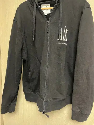 ARMANIEXCHANGEA X 로고 지퍼 후드티 블랙 L 사이즈 남성용