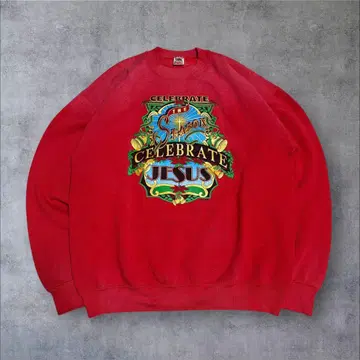 귀 페이드 & 보로 / made in USA 맨투맨 트레이닝복 레드