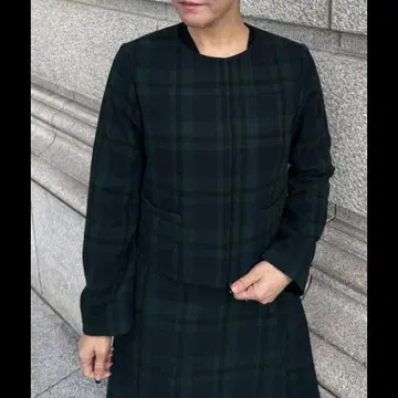 JENNE 다크 그린 체크 무늬 자켓 새상품 택 포함 미사용