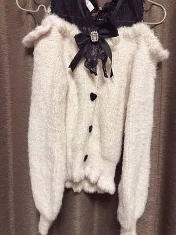 리즈리사 LIZLISA 레이어드 스타일 어깨 트임 니트 핑크