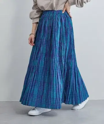 CIAOPANIC TYPY 컬러 체크 플리츠 스커트 퍼플 x 그린