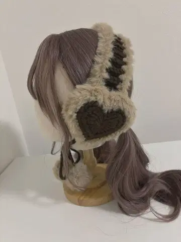 하트 귀도리 브라운 핸드메이드 귀도리 귀마개