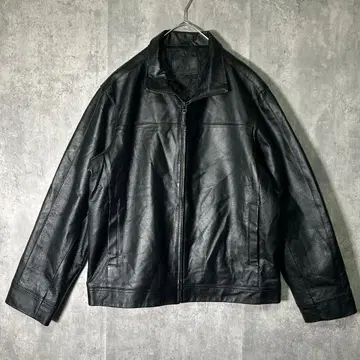 고급 Marks & Spencer 가죽 자켓 블랙 천연 가죽