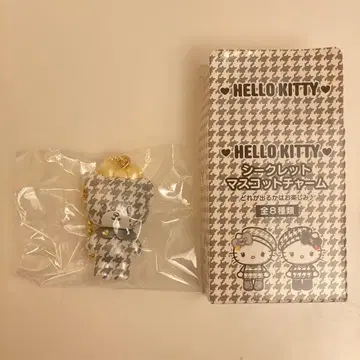 헬로키티 체크 무늬 마스코트 참