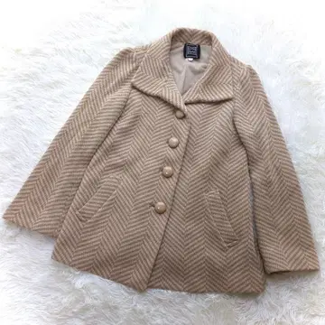 신시아 리 애로우 울 코트(M) 셰브론 패턴 베이지 울 혼방 모카 고급