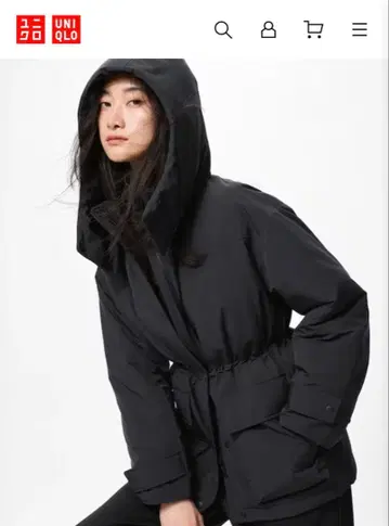 유니클로 하이브리드 다운 코트 블랙 L 사이즈
