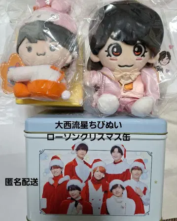오니시 류세이 봉제 인형 2개 + 로손 크리스마스 캔