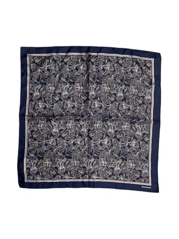 폴 스튜어트 네이비 페이즐리 무늬 실크 손수건