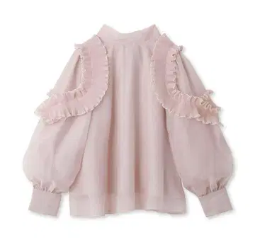 SNIDEL 플리츠 오간자 시스루 블라우스