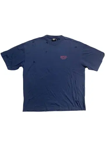 BRONZE AGE 데미지/빈티지 가공 네이비 T셔츠
