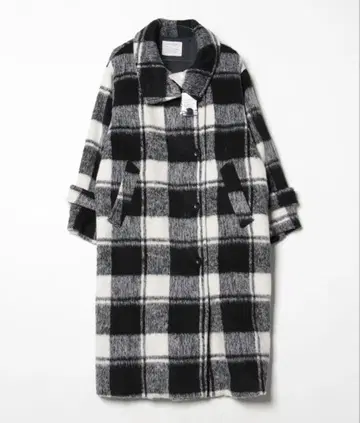 체크 무늬 롱 코트 S