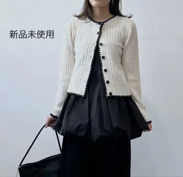 미사용 새상품 멜란지 스트레치 스티치 가디건 [ Ivory ]