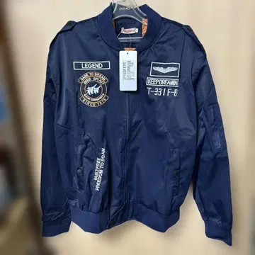 자수 패치 장식 플라이트 자켓 XL 네이비 새상품급