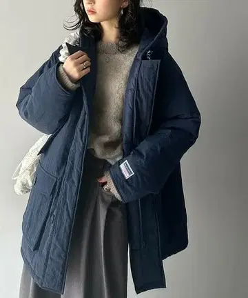 Java 자바 콜라보 충전솜 오버 사이즈 블루종 네이비