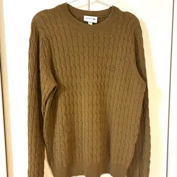 LACOSTE 카키 케이블 니트 스웨터 US XS