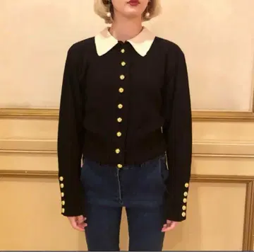 epine bi-color gold botton knit cardigan