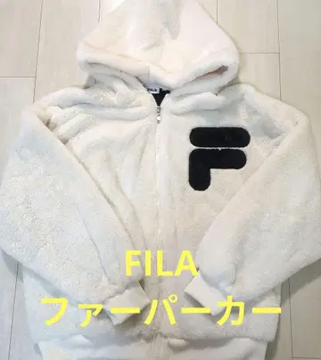 FILA 퍼 후드티 M 화이트 여성용