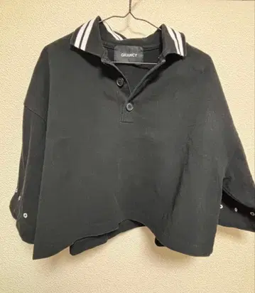 [ GRANCY ] 지퍼 레이어드 와이드 숏 피케 셔츠 M 민소매