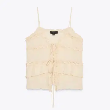 ZARA 자라 프릴 니트탑 버터 4192/047 리본 M