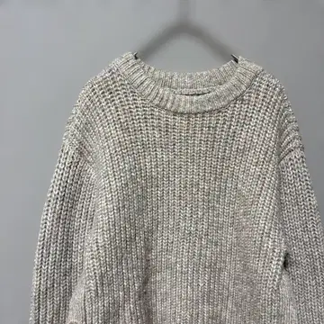 시포네리 로우 게이지 크루넥 니트(L) 사이드 버튼 베이지