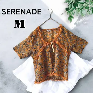 세레나 M 반팔 블라우스 오렌지 페이즐리 스타일리시 화려 개성