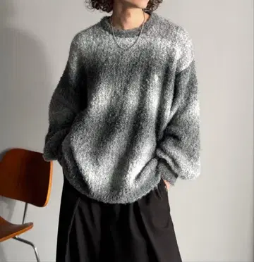 classical origin 오버 사이즈 그레이 니트