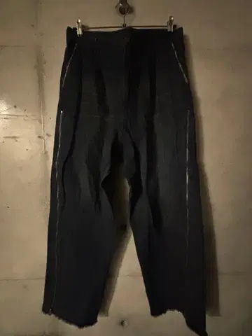 빈티지 가공 2WAY 사이드 지퍼 와이드 데님 팬츠