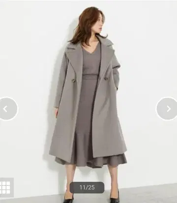 rienda 울 MIX 루즈 체스터 코트 S