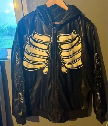 스켈레톤 프린트 MA-1 자켓 블랙