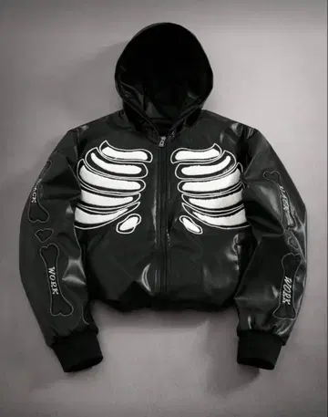 스켈레톤 프린트 자켓 블랙 M