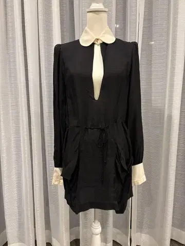 알렉산더 왕 블랙 셔츠 드레스 긴팔 화이트칼라