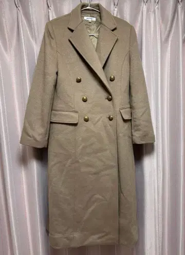 MOUSSY 베이지 더블 브레스트 롱 코트
