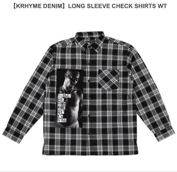 KRHYME DENIM 긴팔 체크 셔츠 블랙 2XL 래퍼