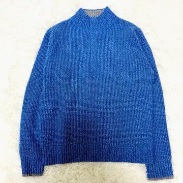 23구 HOMME 니트 긴팔 모크넥 블루 멜란지 L