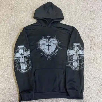 블랙 오버 사이즈 후드티 y2k archive opium 그래픽