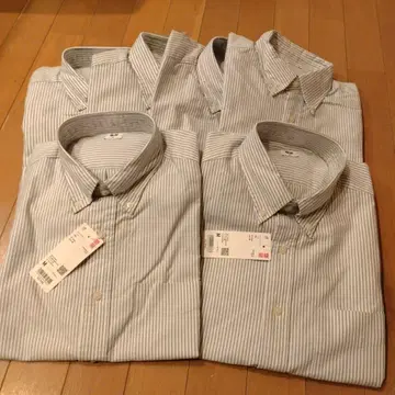 UNIQLO 옥스퍼드 긴팔 셔츠 그레이 스트라이프 6벌