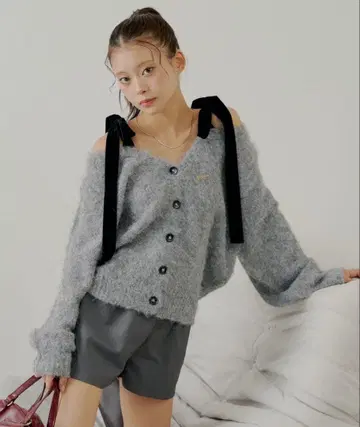 [ Chico ] 벨로아 리본 루즈 니트 가디건