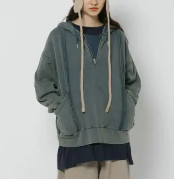 니코앤드 스노우 워시 지퍼 후드티 블루