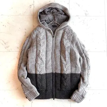띠어리 케이블 니트 다운 자켓 알파카 혼방
