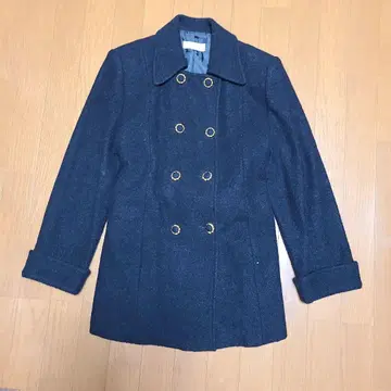 다크 블루 더블 브레스트 롱 코트