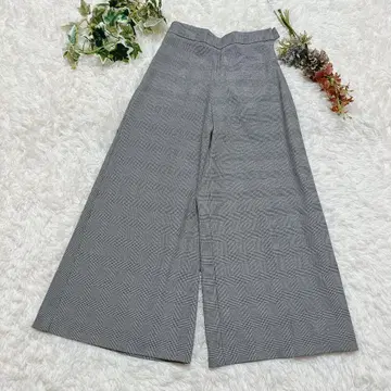 INED 글렌체크 패턴 와이드 팬츠 체형 커버 출퇴근용 깔끔한