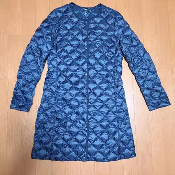 네이비 퀼팅 롱 다운 자켓