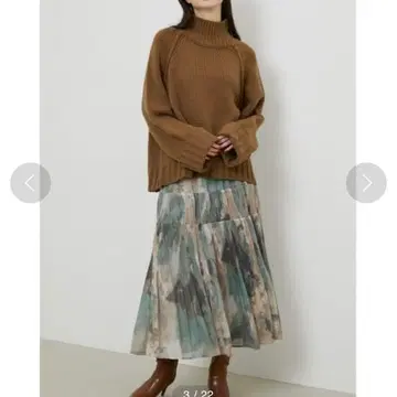 rienda MIX 개더 플리츠 스커트 S 사이즈