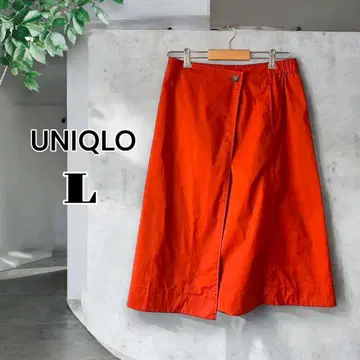 유니클로 L 빨간색 오렌지 스커트 무릎 기장 심플 귀여운 걸리시 무지